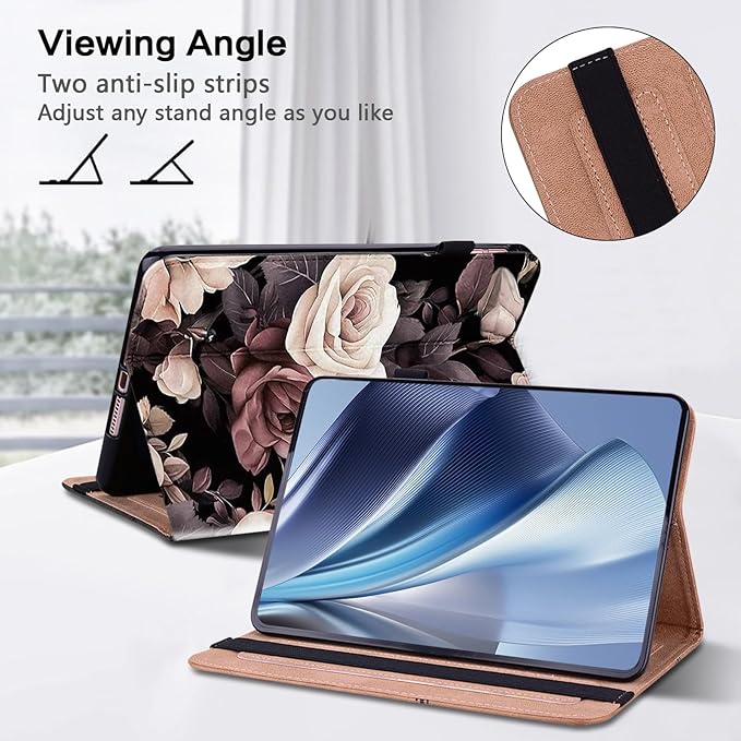 ALILANG Case for Samsung Galaxy Tab A9 Plus 11 Inch Case 2023 with Stylus, Shockproof Folding Stand Cover for Samsung Tab A9+ (SM-X210/X216/X218) Tablet Cases -Rose