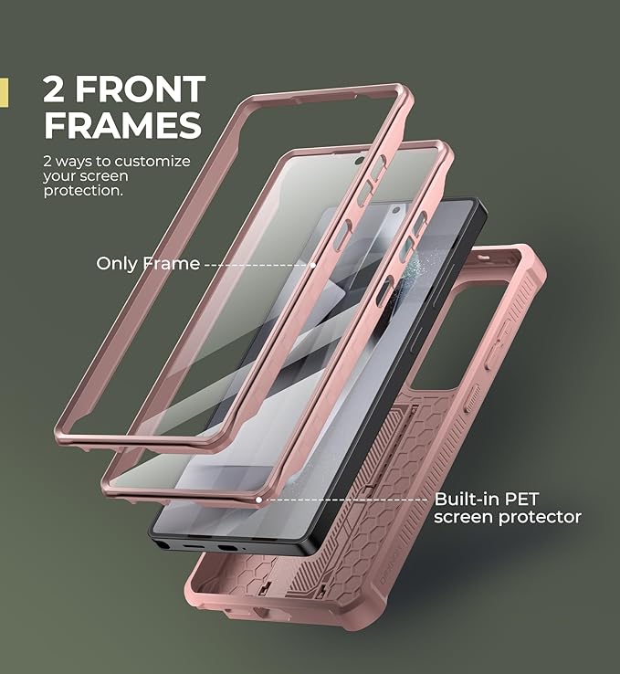 Dexnor for Samsung Galaxy S25 Ultra Case with Built-in Slide Camera Cover & Screen Protector & Kickstand,Heavy-Duty Shockproof Rugged Case Full-Body Bumper Cover for Galaxy S25 Ultra(2025),Peony Pink