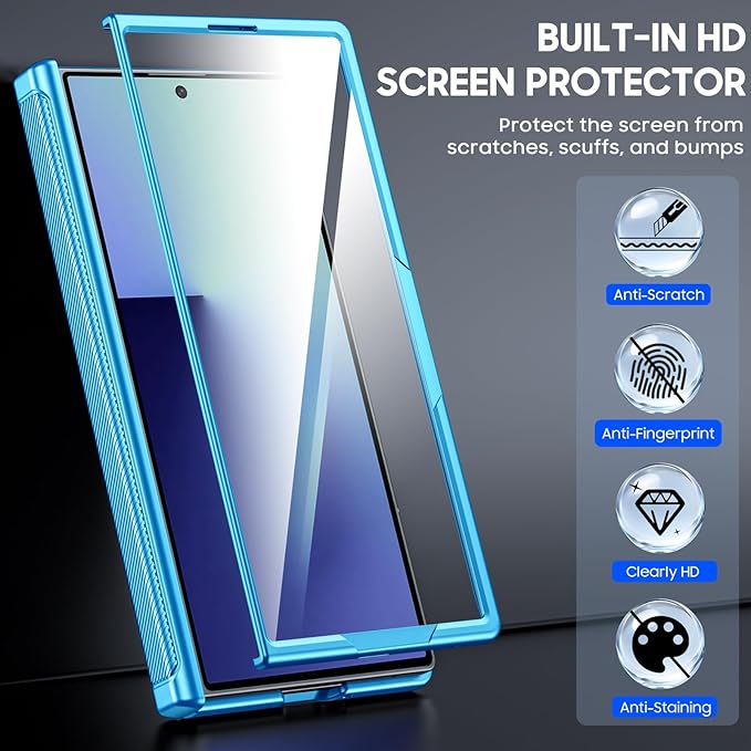 for Samsung Galaxy Z Fold 7 Case Magnetic Power with [Kickstand][Hinge Protection] Full Body Screen Protector Shockproof Phone Case for Galaxy Z Fold 7 Case(Lake Blue)