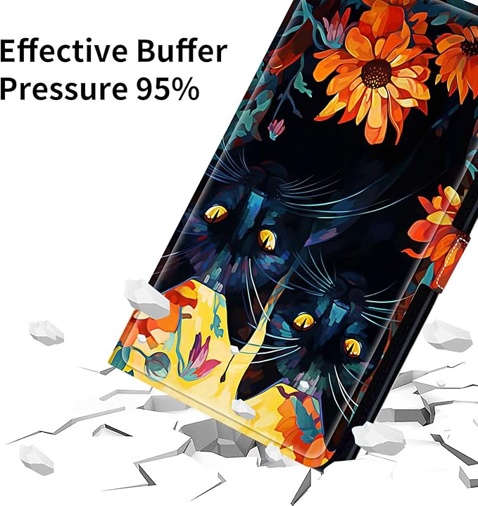 for Lenovo Tab M9 Case,9 inch Tablet Cover, Magnetic Closure Travel Portable Protective Case with 360 Degree Rotating Stand for Lenovo Tab M9 TB-310FU 2023-Flower and Cats