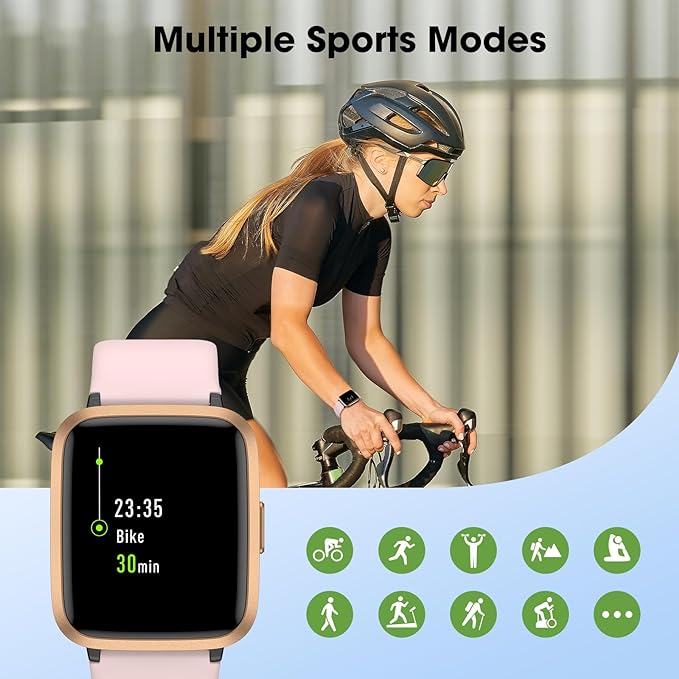 Fitness Tracker Watch with Heart Rate Monitor, Activity Tracker with Pedometer, Sleep Monitor, Calories & Step Counter, 5ATM Waterproof Smart Watch for Women Men Health Fitness Watch for Sports