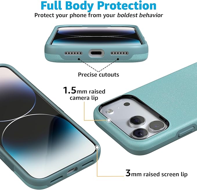 Casely iPhone 17 Pro Case | Aquamarine | Ocean Blue Shimmer | Compatible with MagSafe | Bold Protective Design