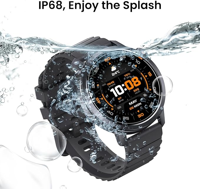 KOSPET Smart Watch for Men, 25 Days Battery, 1.43" AMOLED Smartwatch for iPhone&Android, IP68 Waterproof, 24/7 Heart Rate & Sleep Monitor, 170+ Sport Modes, Bluetooth Call (Answer/Make) Black