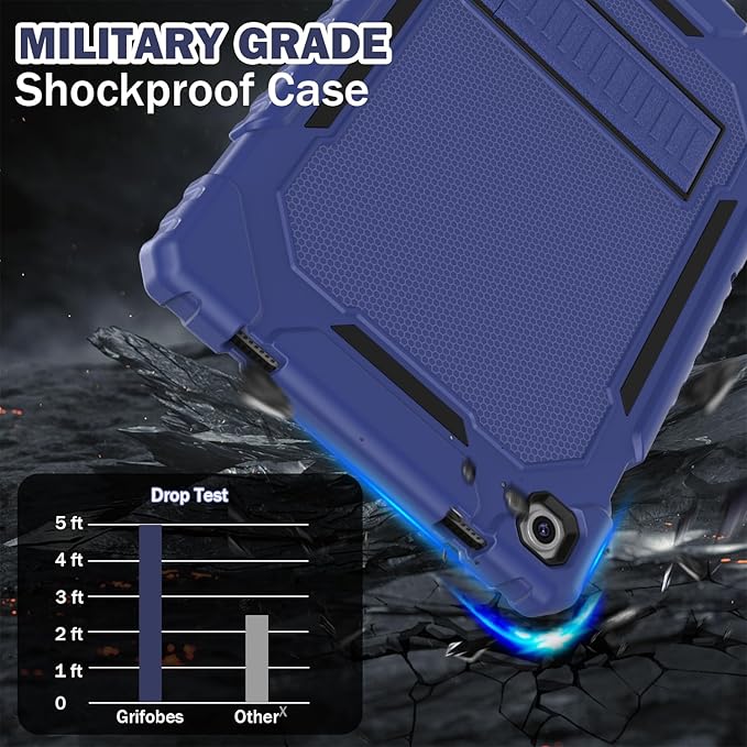Grifobes for Samsung Galaxy Tab A9 Plus 11 Inch 2023 Cases, Heavy Duty Shockproof Rugged Cover for New Samsung Tablet A9+ 11" Case (SM-X210/X216/X218) with Kickstand for Kids, Navy Blue