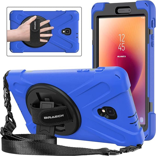 BRAECNstock for Samsung Galaxy Tab A 8.0 2017 Case (SM-T380/T385) Heavy Duty Shockproof Protective Case with Rotating Hand Strap Kickstand Shoulder Strap Galaxy Tab A SM-T380 Tablet Case Kids - Blue