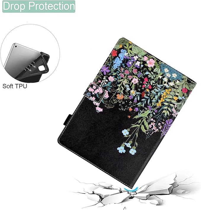 Case for Samsung Galaxy Tab A9+/A9 Plus 11 inch 2023 2024(SM-X210/X216/X218),PU Leather Multi Angle Stand Cover Slim Folio Protective Case for Tablet Tab A9 Plus, Auto Wake/Sleep,Flowers