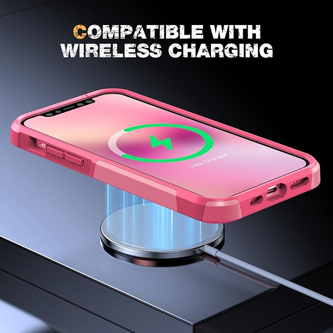 Diaclara Designed for iPhone 13 Case, [with Privacy Screen Protector] [Anti Spy] [Military Grade Drop Protection] Heavy Duty Full-Body Shockproof Phone Case, Pink