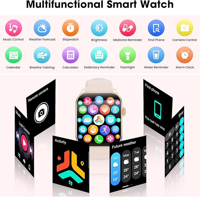 Curve Smart Watch for Men Women, 1.91" Smartwatches with 120+ Sport Modes, Fitness Tracker with Bluetooth Call, Heart Rate, Waterproof Activity Tracker Smartwatch for iOS Android Phones