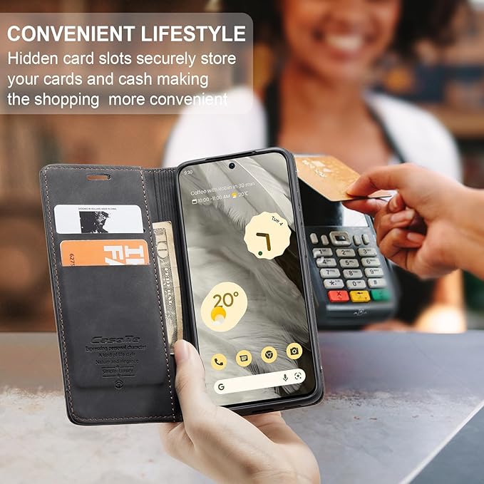 for Google 8 Case, Flip Wallet Leather Case with Card Holder Magnetic Closure Shockproof Kickstand Protective Phone Cases Cover for Google 8,Black