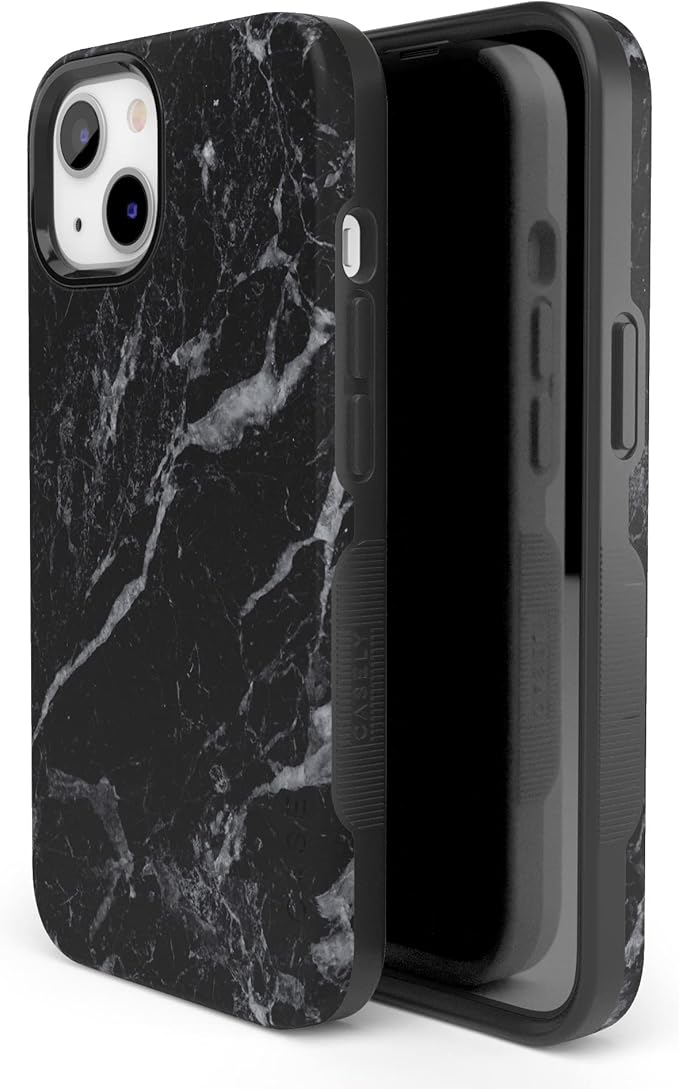 Casely iPhone 14 Case | Black Marble | Compatible with MagSafe | Bold Protective Design