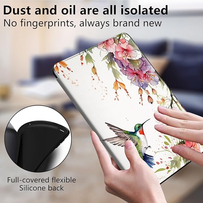 Case for Lenovo Tab M10 Plus 10.3", 360 Degree Rotating Folding Stand,with Auto Sleep/Wake Case for Lenovo Tab M10 Plus (2020 2nd Gen) TB-X606F/TB-X606X 10.3" FHD Tablet,Hummingbird and Flowers