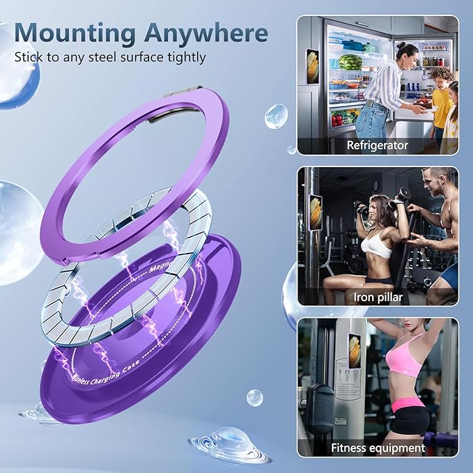 for Samsung Galaxy S21 Ultra Case Compatible with MagSafe Magnetic,with Screen Protector,with Kickstand Ring Military Grade Drop Heavy Duty Protection Shockproof for S21Ultra Phone Case Purple