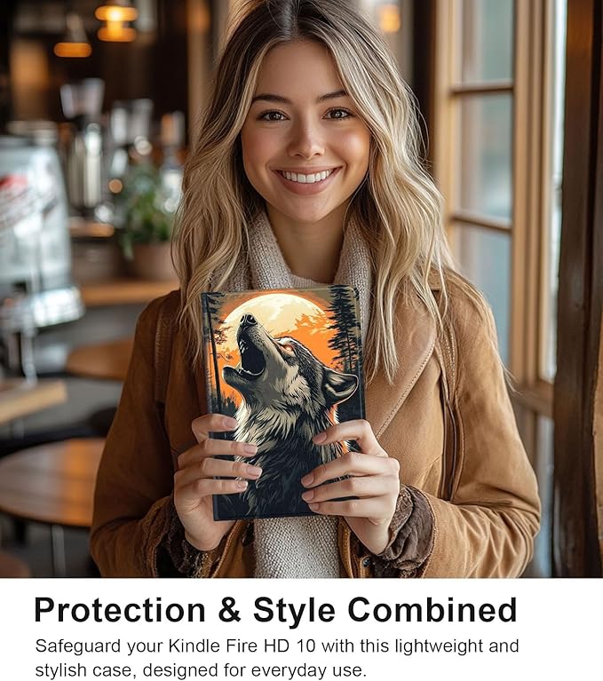 Case for Samsung Galaxy Tab A9 8.7-Inch 2023, Slim PU Leather Stand Cover with Auto Wake/Sleep, Multi-Angle Viewing & Shockproof, Wolf Howling