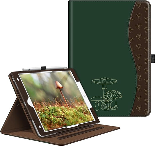 Fintie Case for iPad 9th / 8th / 7th Generation (2021/2020/2019) 10.2 Inch - [Corner Protection] Multi-Angle Viewing Stand Cover with Pocket & Pencil Holder, Auto Sleep Wake, Mushroom
