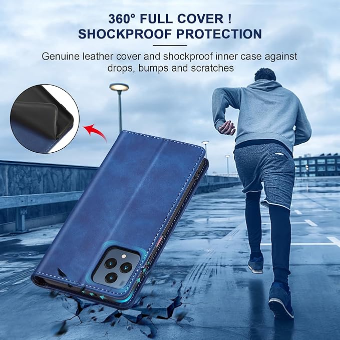 Jasonyu Flip Wallet Case for T-Mobile Revvl 6/6X 5G,Leather Magnetic Folio Cover with Card Holder,Kickstand - TPU Shockproof Durable Protective Phone Case,Blue