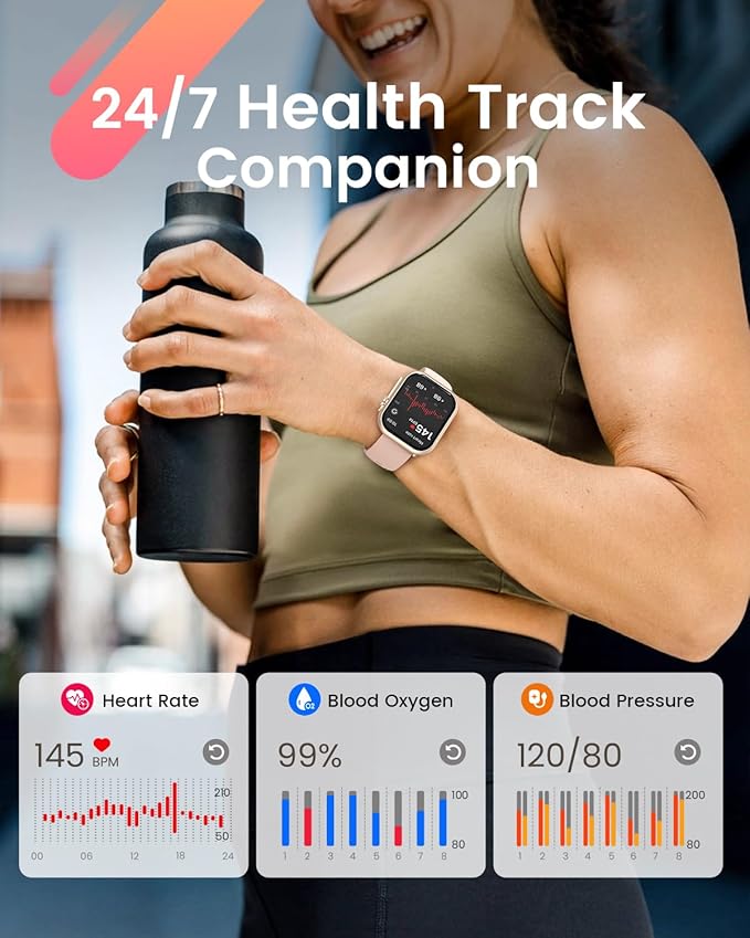 Smart Watch for Women Men Fitness: Smart Watch for iPhone&Android Bluetooth Call with SpO2 Sleep Heart Rate Monitor,IP68,Fitness Tracker with 120+Sport,Reloj Inteligente 30 Day+Battery Life, 2 Bands