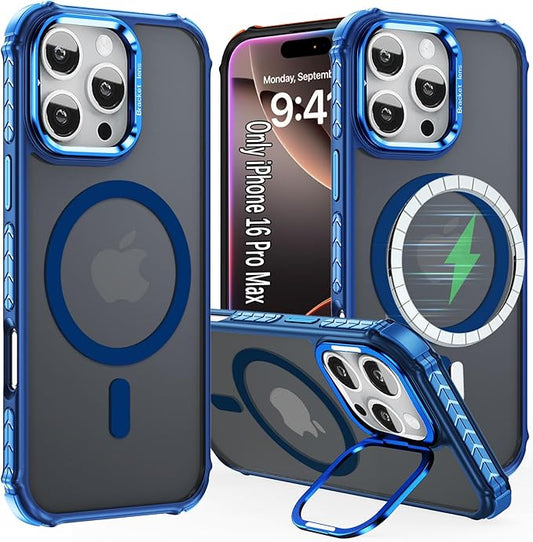 iPhone 16 Pro Max Case Magnetic，[Compatible with MagSafe] Heavy Duty Rugged Drop Protection Case，Supports Wireless Charging，Phone Case for iPhone 16Pro Max, Blue