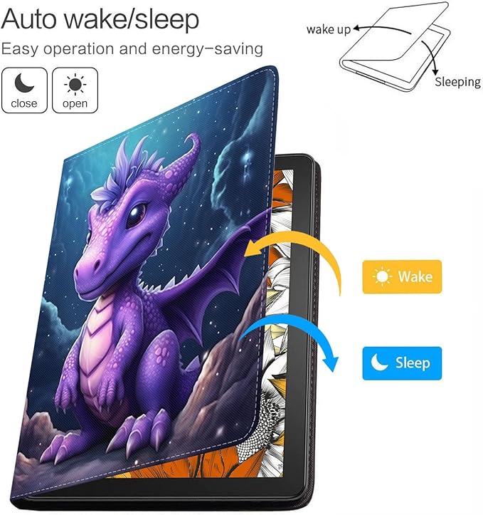 Case for Samsung Galaxy Tab S10 Lite / S10 FE / S9 FE 10.9-Inch / S9 11-Inch, Slim Lightweight PU Leather Stand Cover with Auto Wake/Sleep, Cute Blue Little Dinosaur