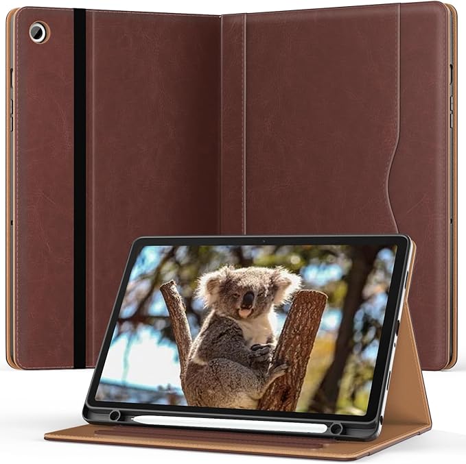 OKP Case for Samsug Galaxy Tab A9+ Plus 11 inch 2024(SM-X210/X216/X218), PU Leather Folio Cover with Multi-Angle Stand//Pen Holder, Auto Wake/Sleep Case for Galaxy A9+ 11" Tablet (Brown)