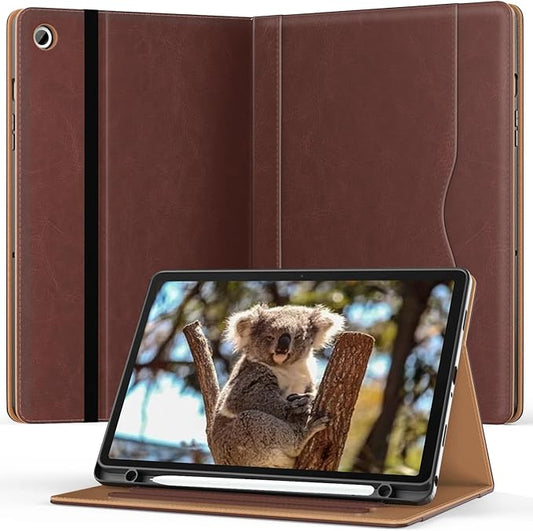 OKP Case for Samsug Galaxy Tab A9+ Plus 11 inch 2024(SM-X210/X216/X218), PU Leather Folio Cover with Multi-Angle Stand//Pen Holder, Auto Wake/Sleep Case for Galaxy A9+ 11" Tablet (Brown)