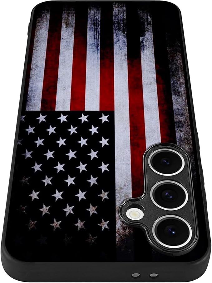 Compatible with Samsung Galaxy S24 Fe Case American Flag Pattern Military-Grade Drop Protection Non-Slip Sides Anti-Scratch Back Shockproof Lightweight Slim Case for Samsung Galaxy S24 Fe