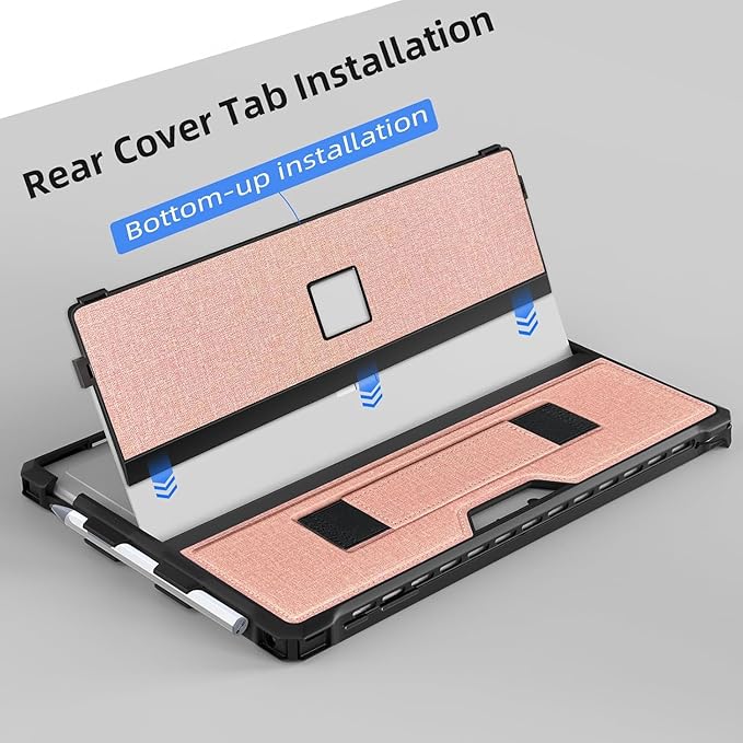 Case for 12.3" Microsoft Surface Pro 7+/7/6/5/4/Pro LTE Protective Rugged Cover Case, with Stylus Pen Holder and Hand Strap, Compatible with Type Cover Keyboard, Coupled Pink