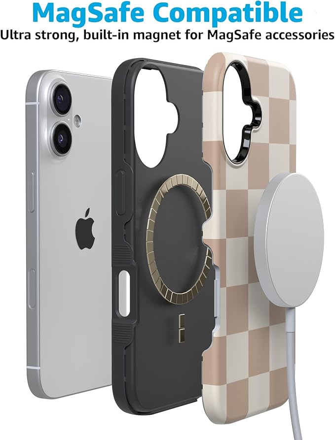 Casely iPhone 17 Case | Fit Check | Neutral Checkerboard | Compatible with MagSafe | Bold Protective Design