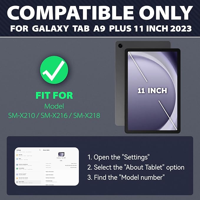 Case for Samsung Galaxy Tab A9 Plus/ A9+ case 11 Inch 2023 (SM-X210/X216/X218), 360° Rotating Handle Stand, Adjustable Shoulder Strap, for Samsung Galaxy Tab A9+ Case (Transparent)