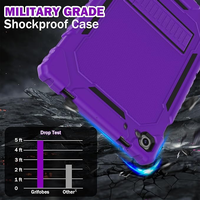 Grifobes for Samsung Galaxy Tab A9 Plus 11 Inch 2023 Cases, Heavy Duty Shockproof Rugged Cover for New Samsung Tablet A9+ 11" Case (SM-X210/X216/X218) with Kickstand for Kids, Dark Purple