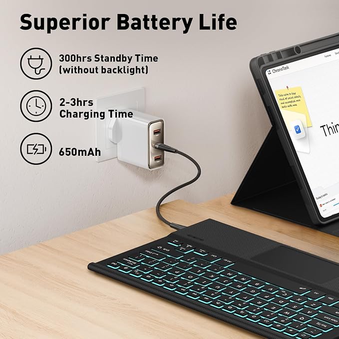 Keyboard Case Touch for Lenovo Idea Tab Pro 12.7" 2025, Bluetooth Keyboard with Trackpad & Twill Cover Case & Adjustable Kickstand & Lighting Keys for Lenovo Idea Tab Pro 12.7 inch