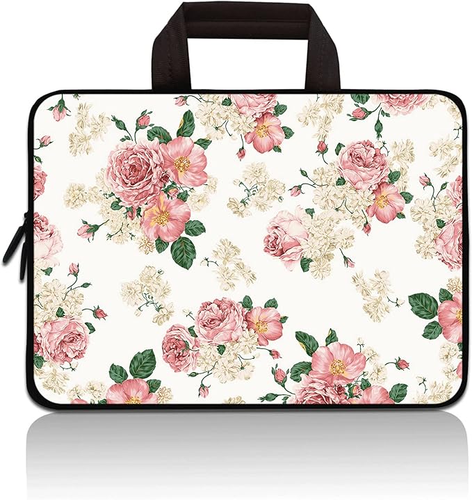 11" 11.6" 12" 12.1" 12.5" inch Laptop Carrying Bag Chromebook Case Notebook Ultrabook Bag Tablet Cover Neoprene Sleeve Fit Apple MacBook Air Samsung Google Acer HP DELL Lenovo Asus (Rose Flower)