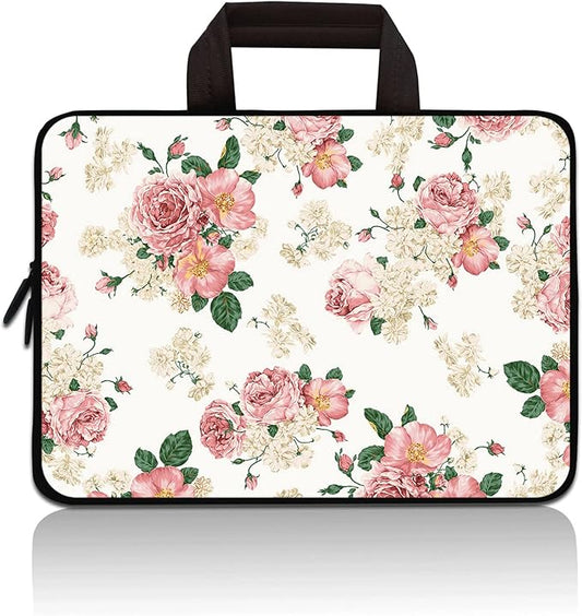 11" 11.6" 12" 12.1" 12.5" inch Laptop Carrying Bag Chromebook Case Notebook Ultrabook Bag Tablet Cover Neoprene Sleeve Fit Apple MacBook Air Samsung Google Acer HP DELL Lenovo Asus (Rose Flower)