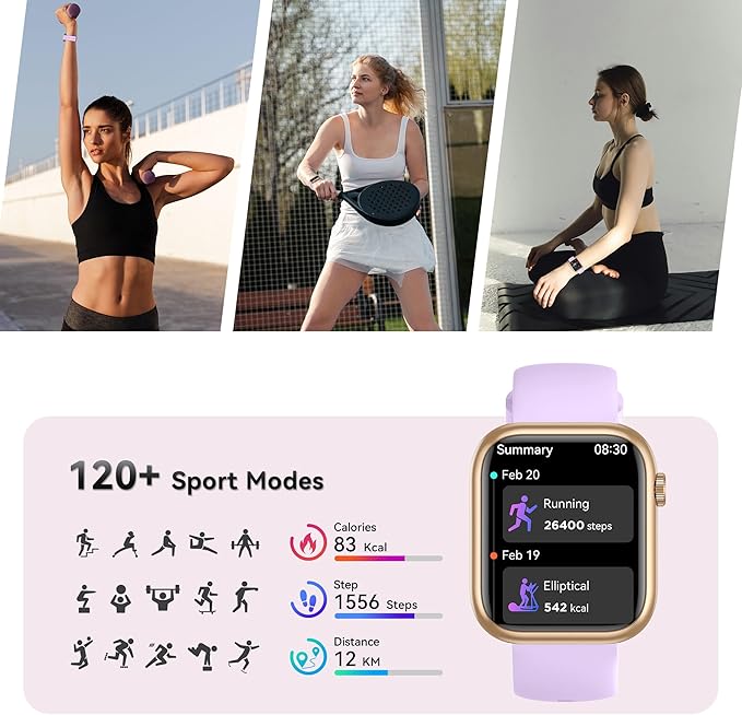 Smart Watch for Men Women, 1.83" Fitness Watch (Answer/Make Call), Smartwatch with Heart Rate/Blood Pressure, Sleep Tracker, Pedometer, 120+ Sport Modes,IP68 Waterproof Fitness Tracker for Android IOS