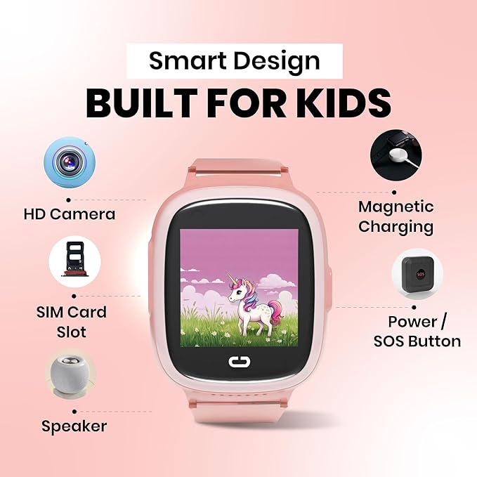 Kids Watch with GPS Tracker, Two-Way Calling, Tracking & SOS Alerts - Back to School Kids Smart Watches for Girls with Geo-Fencing, School Mode, Water Resistant, Long Battery Life & Parental Controls