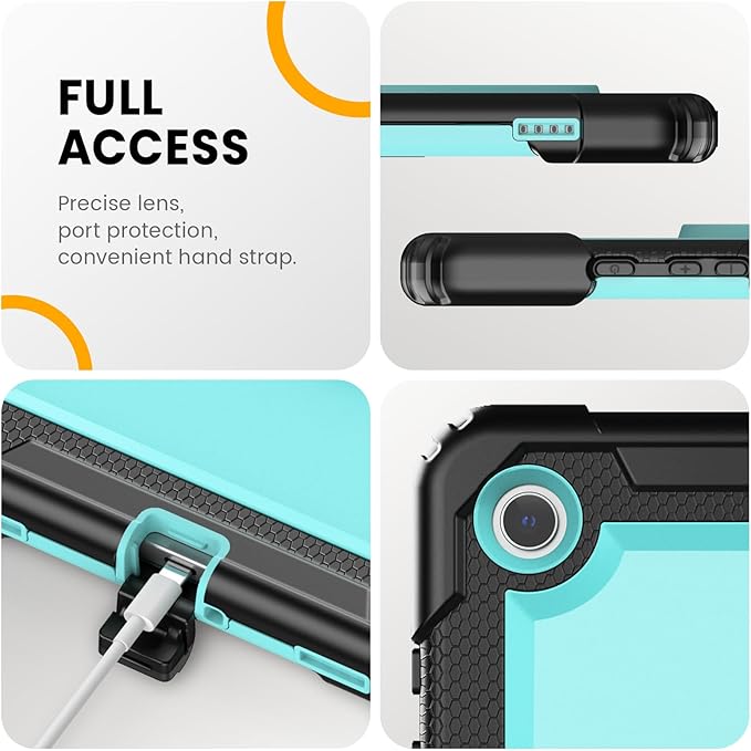 Timecity for Samsung Galaxy Tab A9 Plus Case 11 inch 2024 (SM-X210/X216/X218), Shockproof Sturdy Protection Case with Screen Protector, 360° Rotating Stand, Handle/Shoulder Strap- Light Blue