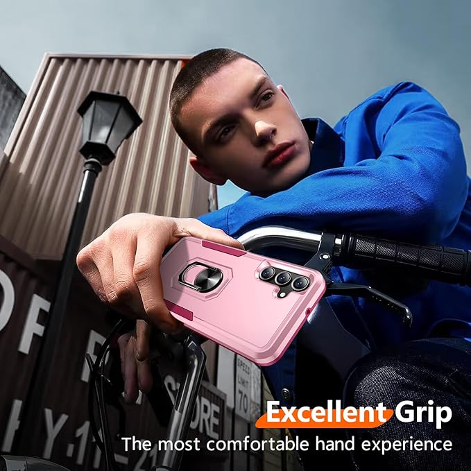 Red2Fire Designed for Samsung Galaxy A16 Case, [Built-in Invisible Stand][Military Grade Shockproof] Non-Slip Heavy Duty Full Body Shockproof Protection Phone Case Galaxy A16 5G Case,Pink