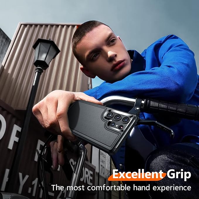 Red2Fire for Samsung Galaxy S23 Ultra Case, [Military Grade Shockproof] with 2Pcs [Soft Screen Protector + Lens Protector] Heavy Duty Full Body Protection Phone Case for S23 Ultra Case 5G, Black