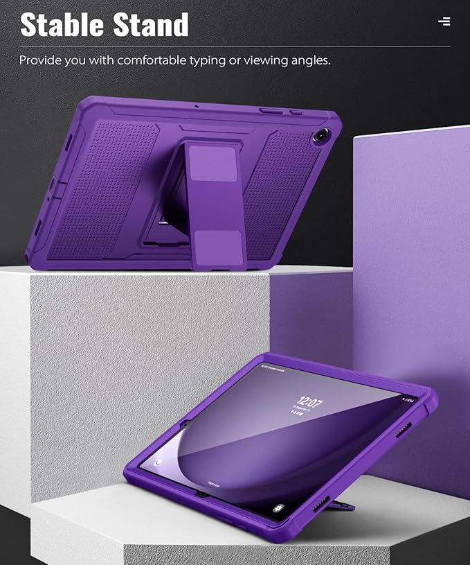 MoKo Case Fit Galaxy Tab A9 Plus 11-Inch 2023 (SM-X210/X216/X218), Shockproof Full Body Rugged Stand Back Cover Built-in Screen Protector Fit Galaxy Tab A9+ 11" 2023, Deep Purple