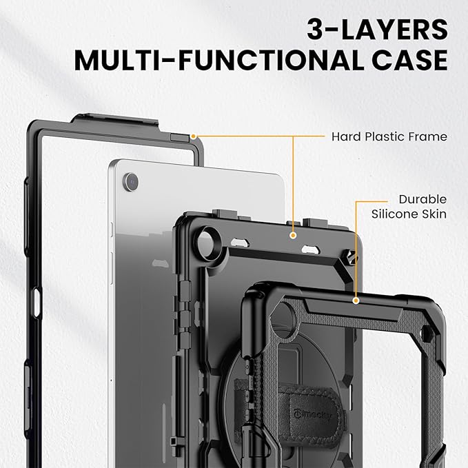 Timecity for Samsung Galaxy Tab A9+/ A9 Plus Case 11 inch, Full-Body Protective with Screen Protector, Rotating Stand/Handle and Shoulder Strap for Galaxy A9+ Tablet Case (SM-X210/X216/X218)- Black