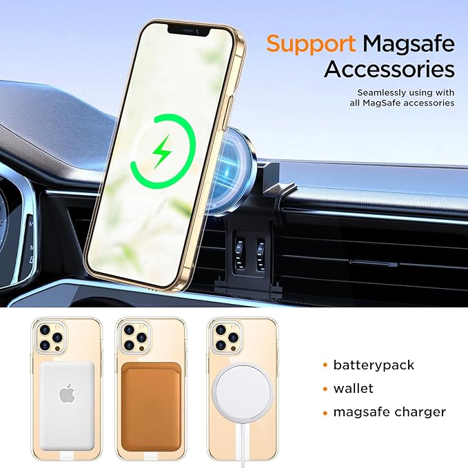 for iPhone 13 Pro Case with Kickstand, [Invisible Stand] Compatible with MagSafe, Anti-Slip Shockproof Military-Grade Protection, Magnetic Phone Case for iPhone 13Pro (Clear)