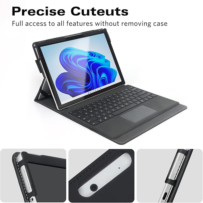 CoBak Case for Surface Pro 2024 Copliot PC 11th Edition - for Microsoft 13 Inch Tablet, Fits Keyboard and Kickstand with Multiple Angle