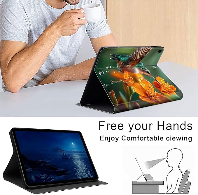 Case for Samsung Galaxy Tab A9+/A9 Plus 11” 2023 Model (SM-X210/X216/X218), Slim PU Leather Stand Cover with Auto Wake/Sleep, Multi-Angle Viewing & Shockproof, Hummingbird