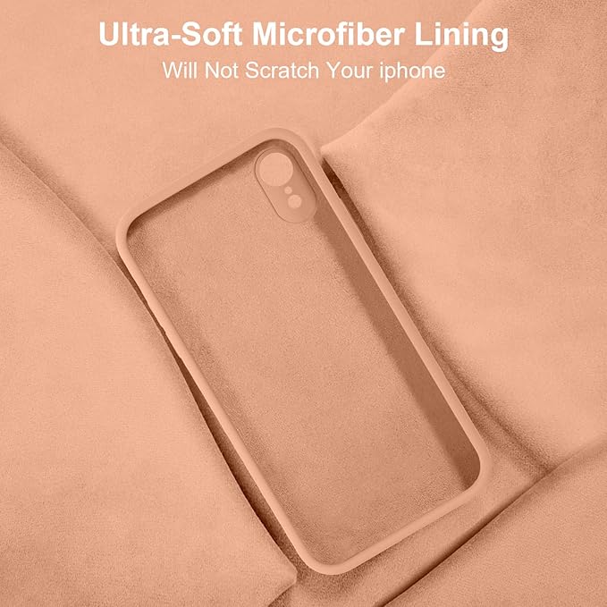 Vooii Compatible with iPhone XR Case, Upgraded Liquid Silicone with [Flat Edges] [Camera Protection] [Soft Anti-Scratch Microfiber Lining] Phone Case for iPhone 10 XR 6.1 inch - Cantaloupe