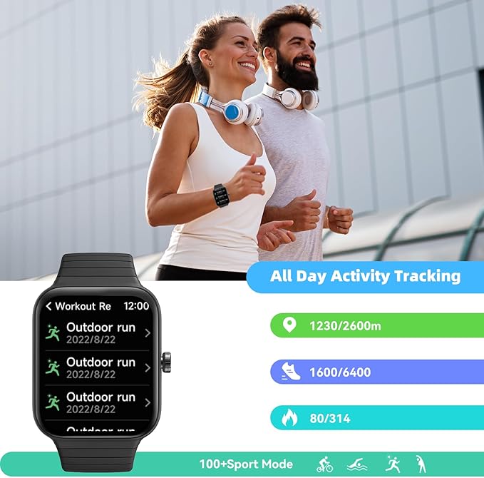 Smart Watch for Women Men, Answer/Make Call, Alexa Built-in, 1.8“ Fitness Tracker with 100 Sport Modes, Heart Rate, Blood Oxygen, Sleep Monitor, Fit for Android and iPhone, IP68 Waterproof