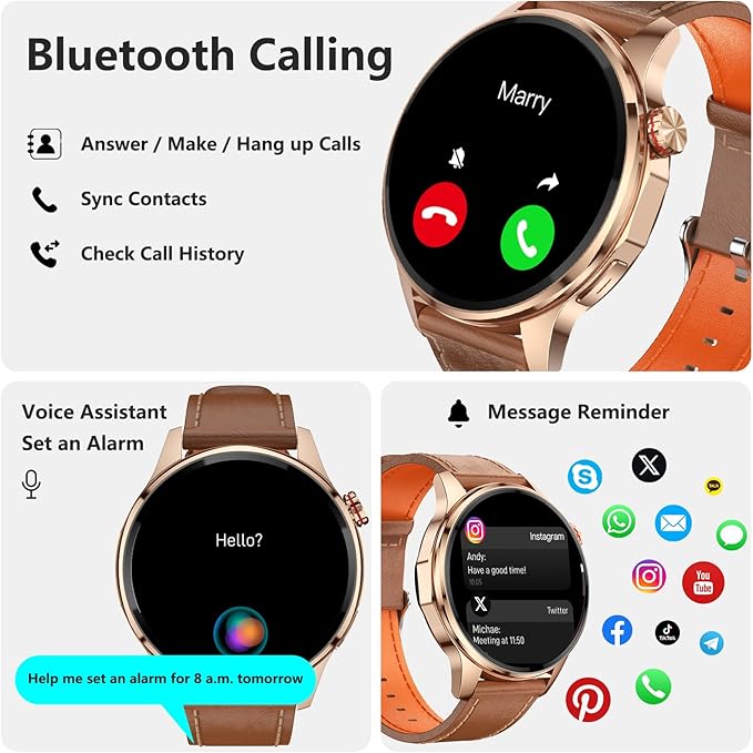 Smart Watches for Men/Women,1.46" Fitness Tracker (Make Calls/Text),GPS and Offline Maps Navigation,5 Satellite Systems,Health,Compass/Altitude/Barometer,100+Sports Mode for Android iOS with 2 Straps