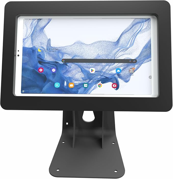 TABcare Anti-Theft Acrylic Case with 360 Rotate 180 Swivel Metal Desktop Stand & 90-Degree USB C Cable for Samsung Galaxy TAB A7 Lite 8.7" Tablet (Black, TAB A7 Lite 8.7)