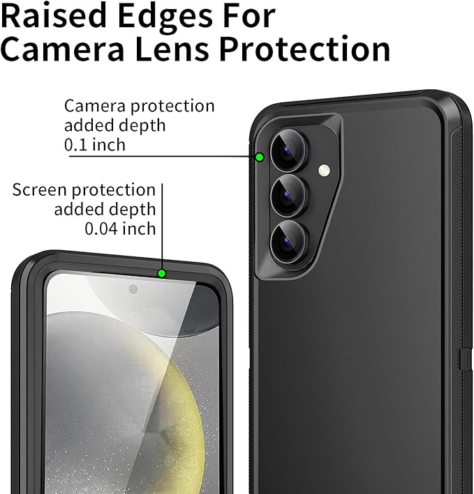 for Galaxy S24 FE 5g Case,Shockproof Dropproof Dustproof 3-Layer Full Body Protection Rugged Heavy Duty High Impact Hard Cover Case for Galaxy S24 FE 6.7 inch,Black