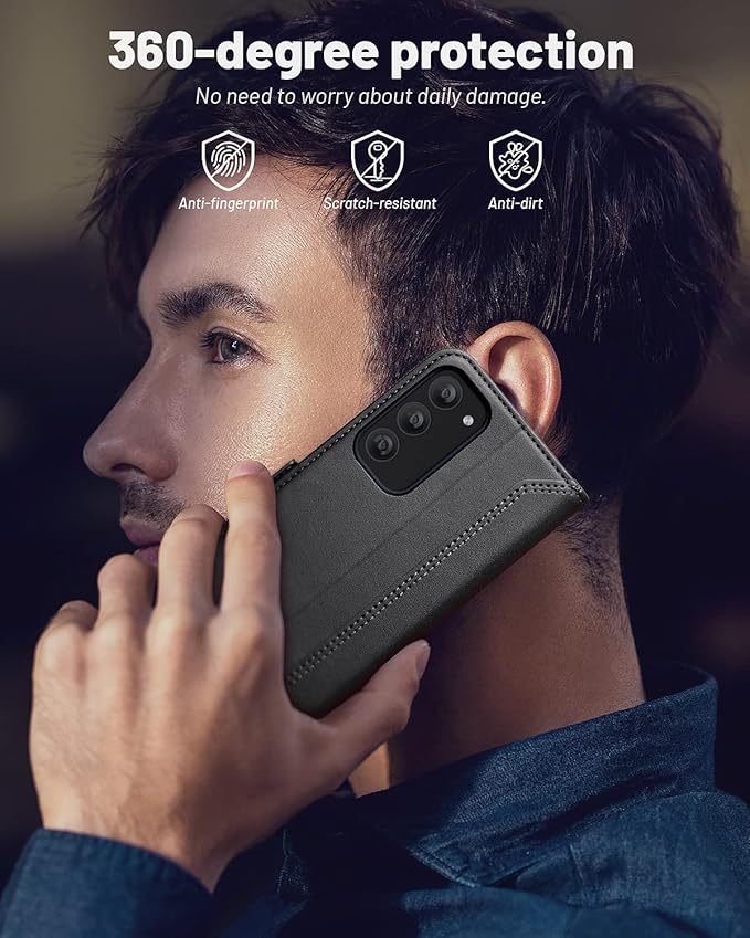 OCASE Retro Series Compatible with Galaxy S23 5G Wallet Case [Card Slots][RFID Blocking][TPU Inner Shell ][Kickstand] PU Leather Flip Folio Phone Cover 6.1 Inchs (2023) -Retro Black