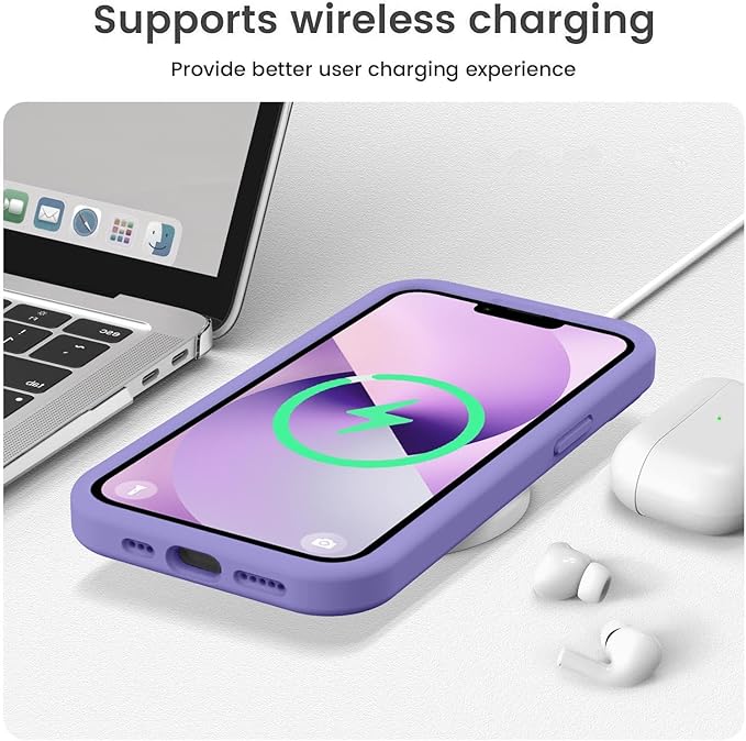 Vooii Compatible with iPhone 13 Case, Liquid Silicone Upgrade [Camera Protection] [Soft Anti-Scratch Microfiber Lining] Shockproof Phone Case for iPhone 13 6.1 inch - Iris