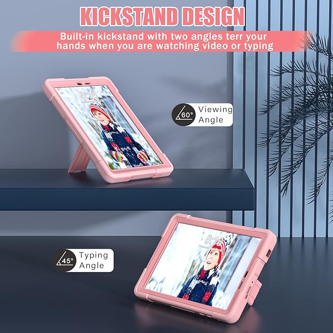 Bingcok Case for TCL Tab 8 LE & WiFi - Heavy Duty Rugged Full-Body Hybrid Shockproof Drop Protection Cover (3-Pink)